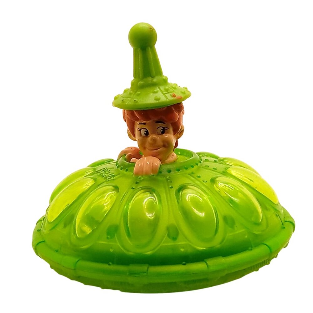 Vintage Green UFO Spin Top Collectible Play Toy